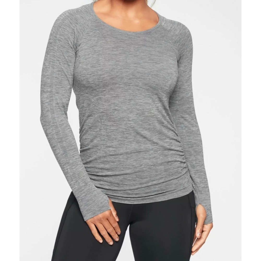 Athleta Speedlight Heather Gray Long Sleeve Top